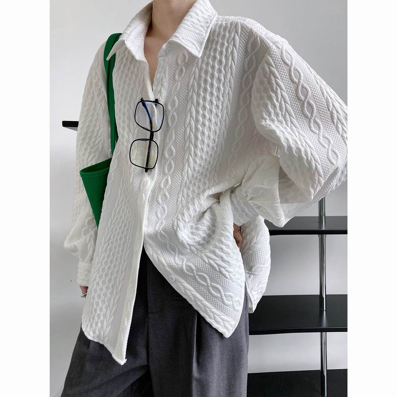 Slouchy texture embossed shirt women's autumn new loose silhouette lapel shirt coat