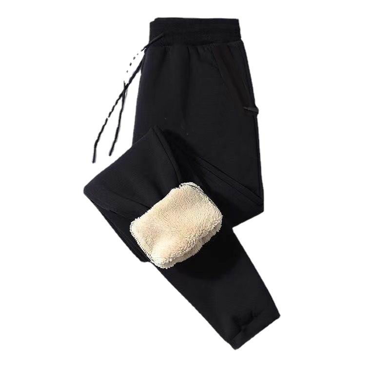 Trousers men's plush thickened autumn and winter pure cotton warm lamb cashmere casual trousers fatt