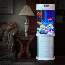 亚克力鱼缸水族箱生态鱼缸圆柱鱼缸底过滤免换水自动投食 珍珠白 40cm免换水+自动投食+LED灯